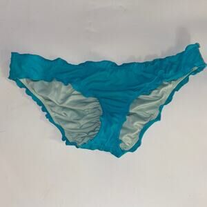 Victoria's Secret Ruffle Cheeky Blue Swim Bikini Bathing Suit Bottoms Size Small